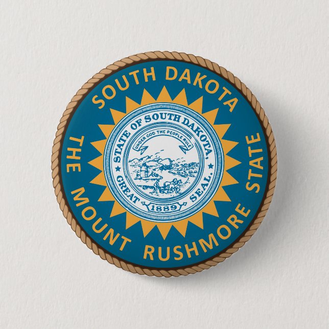 Schaltfläche "Staat des Siegels South Dakota Flag" Button (Vorderseite)