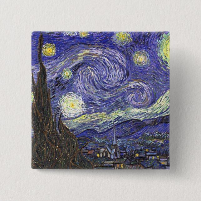 Schaltfläche Starry Night by Van Gogh Button (Vorderseite)