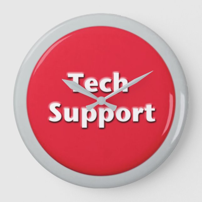 Schaltfläche "Technischer Support - Red Panic" Große Wanduhr (Vorderseite)