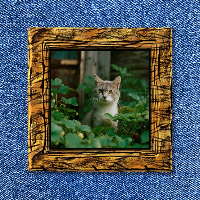 Schaltfläche Tiger Strips Foto Button (Tiger Stripes Photo Frame Button)
