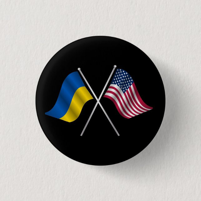 Schaltfläche "Ukraine und Amerikanische Flagge" Button (Vorderseite)