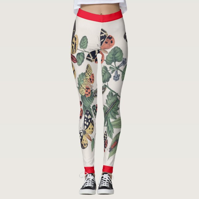 SCHALTFLÄCHE UND LEAF-DRUCKENDE Leggings (Vorderseite)