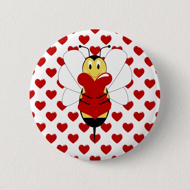 Schaltfläche Valentine Bumble Bee Button (Vorderseite)