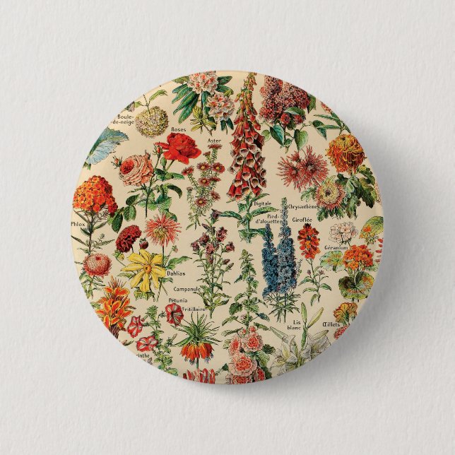 Schaltfläche "Vintage Blume" Button (Vorderseite)