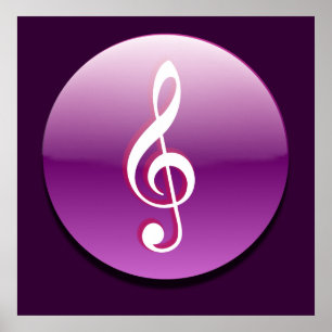 Schaltfläche Violet Treble Clef Poster