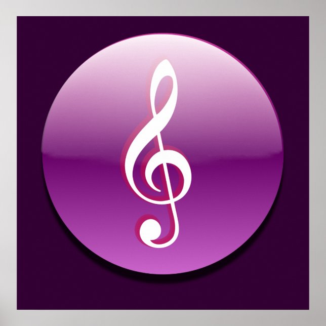 Schaltfläche Violet Treble Clef Poster (Vorne)