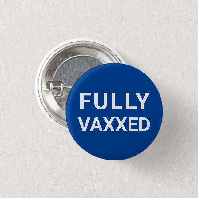 Schaltfläche Vollständig Vaxx Blau-Weiß-Button Button (Vorne & Hinten)