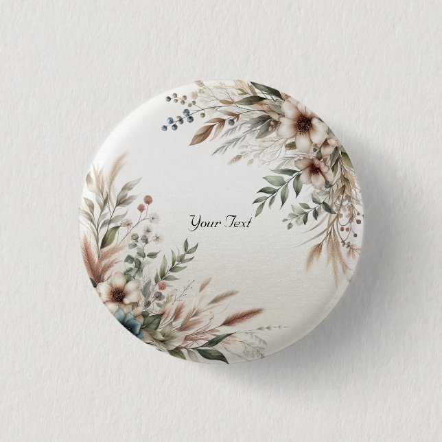 Schaltfläche Wasserfarbe Elfenbeinblüten Button (Vorderseite)