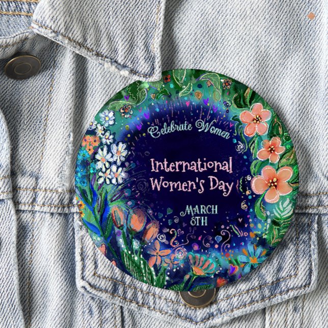 Schaltfläche "Watercolor Floral Women's Day" Button (Watercolor Floral Women's Day Button)