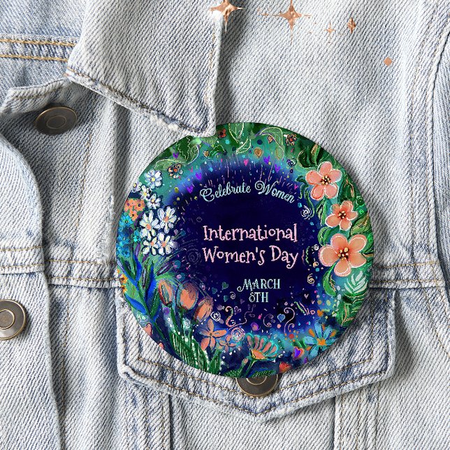 Schaltfläche "Watercolor Floral Women's Day" Button (Watercolor Floral Women's Day Button)