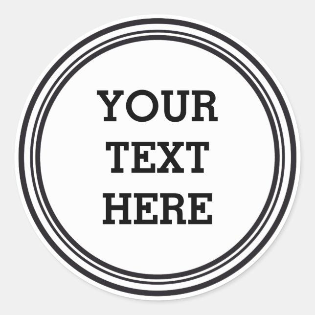 SCHALTFLÄCHE Weiß & Schwarz + Ihr Text Runder Aufkleber (Vorderseite)