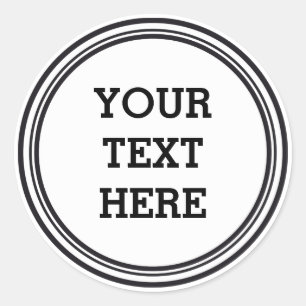 SCHALTFLÄCHE Weiß & Schwarz + Ihr Text Runder Aufkleber