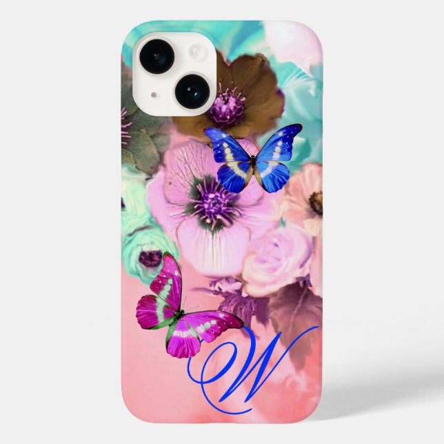 SCHALTFLÄCHEN, AQUAMARINE ROSE UND ANEMONEN-BLUME Case-Mate iPhone HÜLLE (Rückseite)