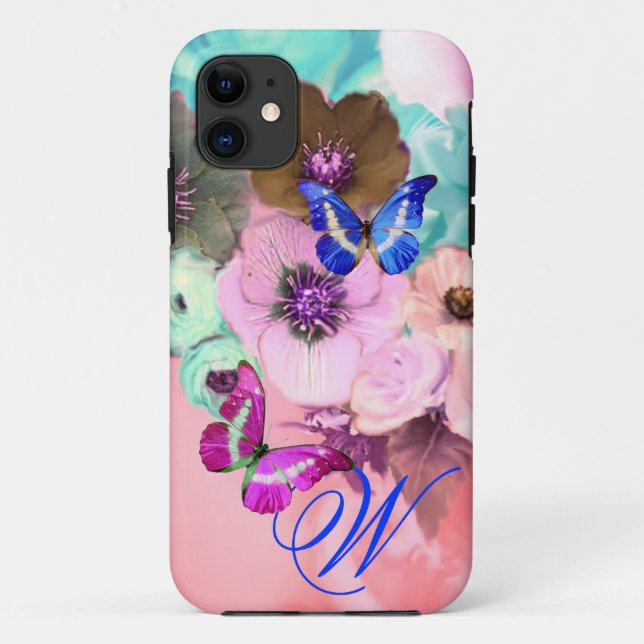 SCHALTFLÄCHEN, AQUAMARINE ROSE UND ANEMONEN-BLUME Case-Mate iPhone HÜLLE (Rückseite)