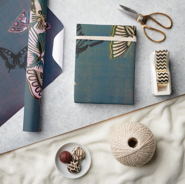 SCHALTFLÄCHEN UND BLAU GESCHENKPAPIER (Basteln)