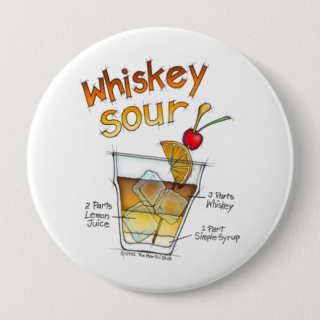 SCHALTFLÄCHEN - WEISSER REZEPT COCKTAIL ART BUTTON (Vorderseite)