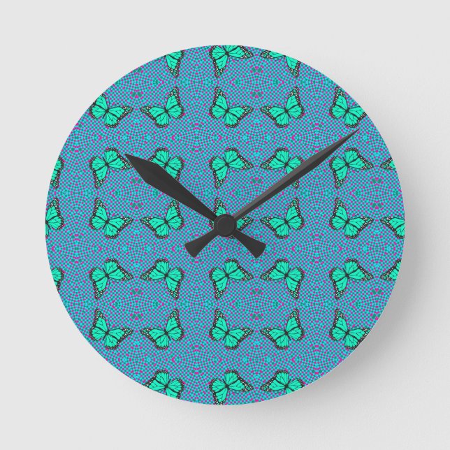 SCHALTFLEUCHE BLAU RUNDE WANDUHR (Vorderseite)