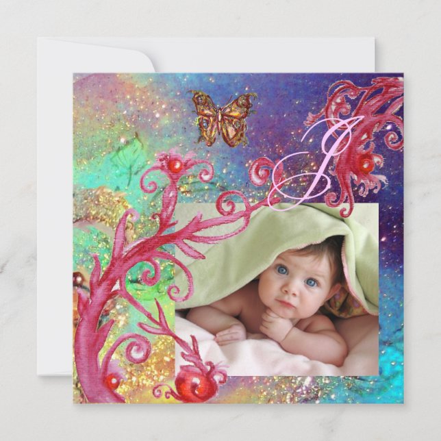 SCHALTFLY IN BLAU, BABY BOY SHOWER Foto-Vorlage Einladung (Vorderseite)