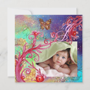 SCHALTFLY IN BLAU, BABY BOY SHOWER Foto-Vorlage Einladung