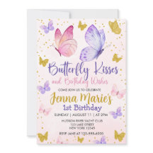 SCHALTFLY KISSES PINK & LILA 1. GEBURTSTAG