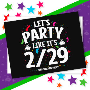 Schaltjahr Schaltag-Party 29. Februar Geburtstag Postkarte