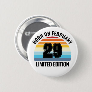 Schaltjahr-Tag 29. Februar Vintage-Sonnenuntergang Button