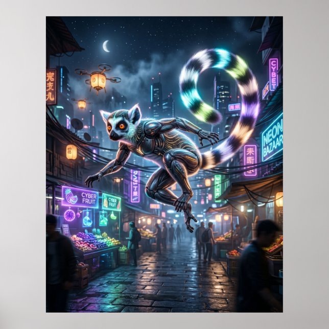 Schaltkreis Lemur Mond Markt Poster (Vorne)