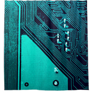 Schalttafel. Elektronische Computerhardware Duschvorhang