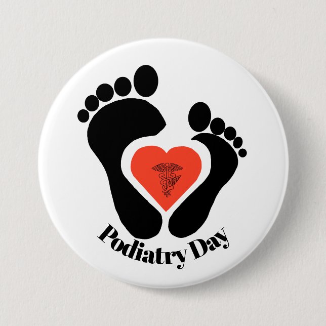 Schalttafel für den Podiatry Day - Paar der Füße u Button (Vorderseite)