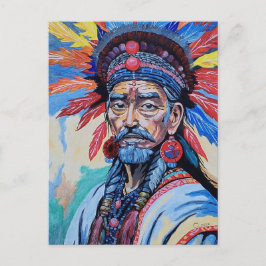 Schamane, Zauberer, Beschützer, Amulett, Großvater Feiertagspostkarte