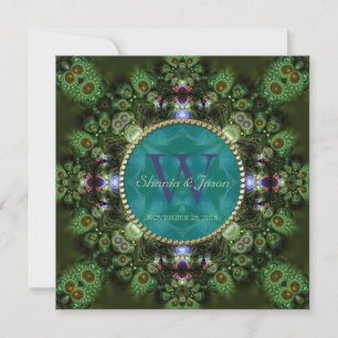 Schamanen-Geist-Natur-Grün-Monogramm-Hochzeit Einladung