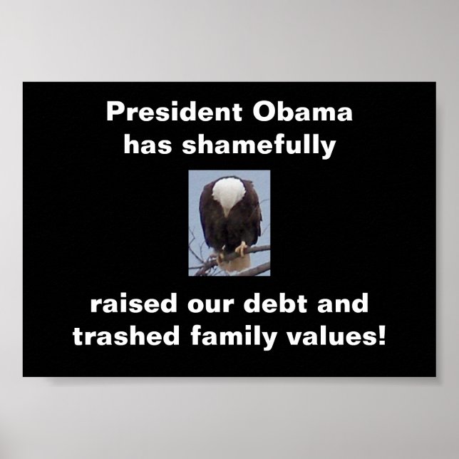 Schande an Präsident Obama Bald Eagle Foto Poster (Vorne)
