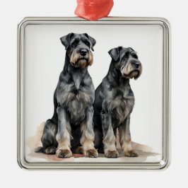 SCHANUZER PUPPER HUND ORNAMENT AUS METALL