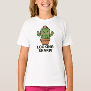 Scharf aussehendes süßes grünes Kaktus-Grafik T-Shirt