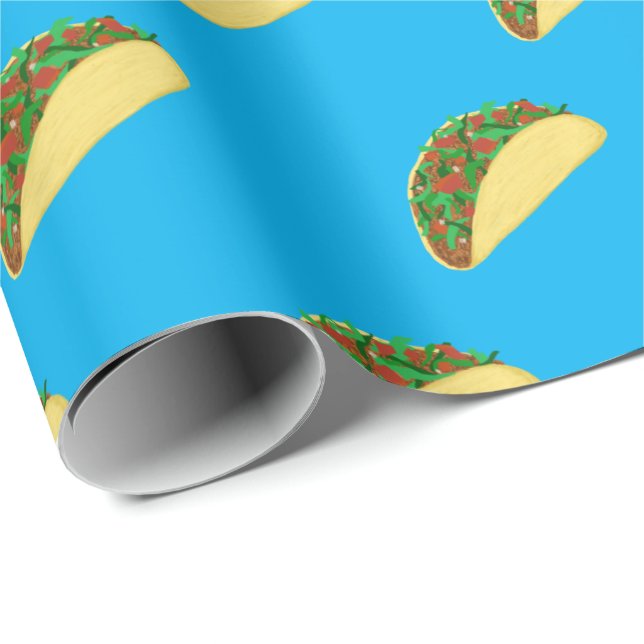 scharf! Yummy Taco Muster auf blau Geschenkpapier (Rolleneckpunkt)