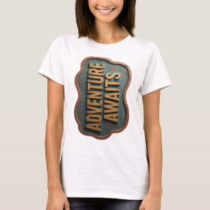 Scharfe Orange ABENTEUER WARTET 3D-Textkunst T-Shirt