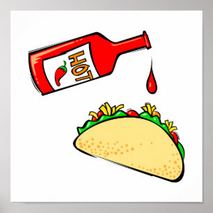Scharfe Soße tropft auf Taco Poster