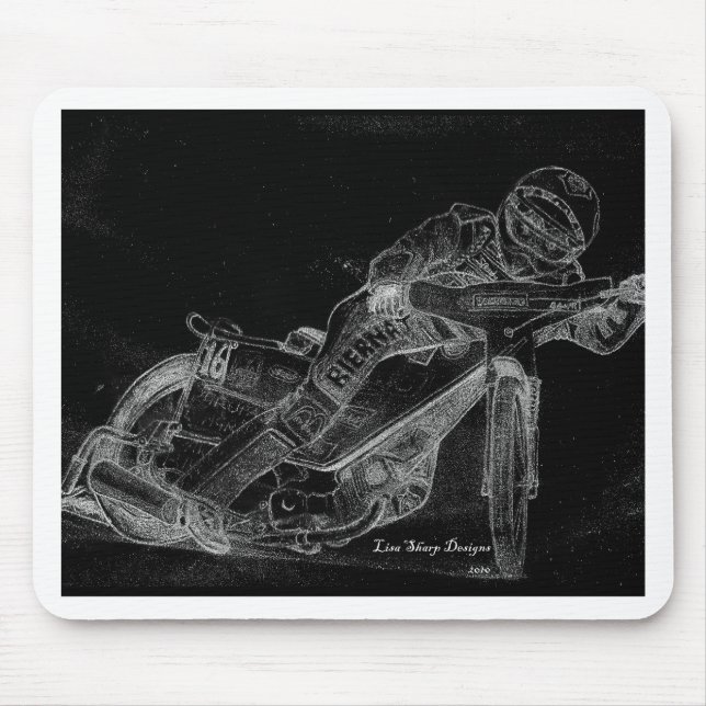 Scharfentwürfe. Speedway bikeonblack Mousepad (Vorne)