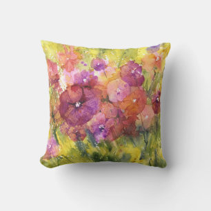 Scharfer Flieder: Vintage-Garten-Aquarell. Kissen