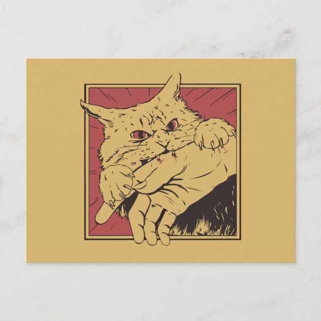 Scharfer Katzenbiss Postkarte (Vorderseite)