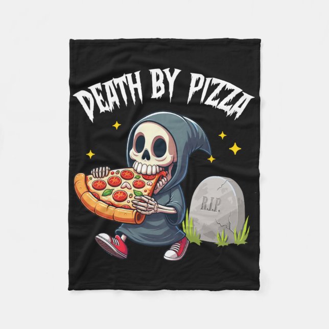 Scharfer Sensenmann isst Pizza Tod durch Pizza Val Fleecedecke (Vorderseite)