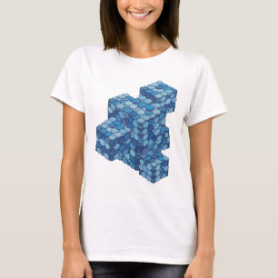 Scharfes Blau BLAUE MÜNZEN TREPPEN Fettes Design T-Shirt