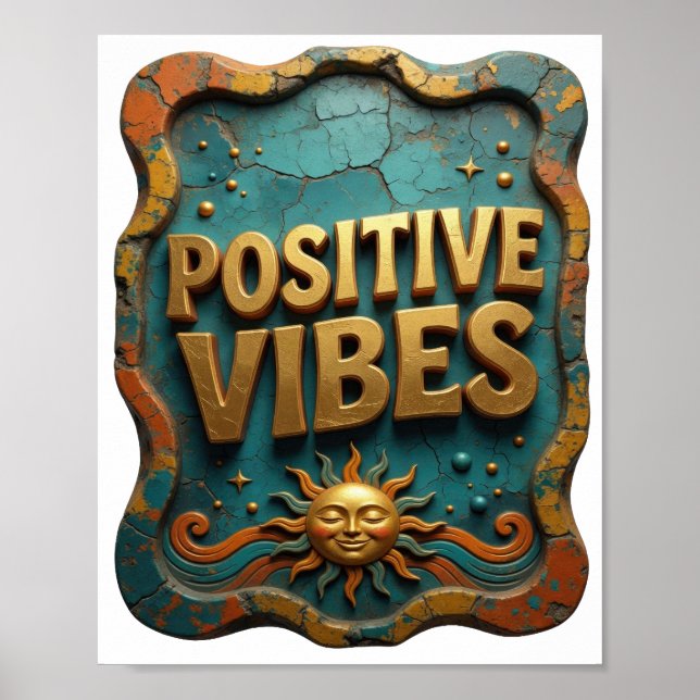 Scharfes Gold POSITIVE VIBES Poster (Vorne)