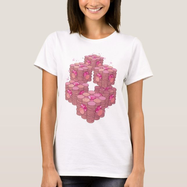 Scharfes Rosa PINK MÜNZEN Design T-Shirt (Vorderseite)