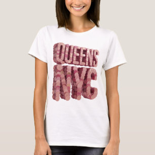 Scharfes Rosa QUEENS NYC Druck T-Shirt