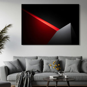 Scharfes Rot und Grau Abstract Minimalis Poster