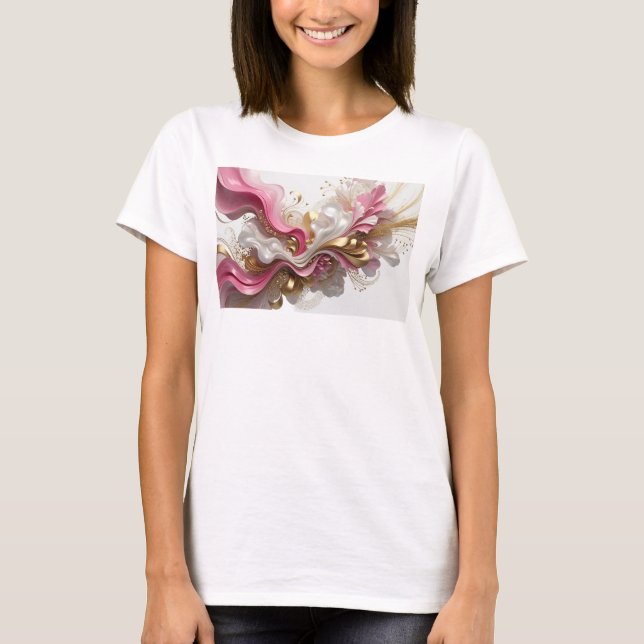 Scharfes rotes BLUMENDESIGN Tragbare Kunst T-Shirt (Vorderseite)