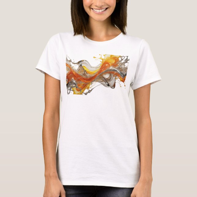 Scharfes Silber ABSTRACT ART Tragbare Kunst T-Shirt (Vorderseite)