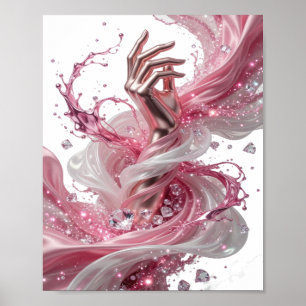 Scharfes Silber ABSTRACTE KUNST Abstrakte Gestaltu Poster