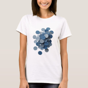 Scharfes Silber BLAUE BLÄTTER 3D-Textkunst T-Shirt